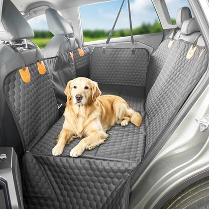 Dog Bed for car Back seat, Dog Back seat Cover Hard Bottom, Leather
