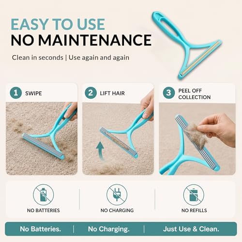 2 Pack Set Pet Hair Removal Tool – Dual-Head Copper & Plastic Scraper for Carpet, Furniture & Car, Reusable Lint Remover for Embedded Dog & Cat Hair