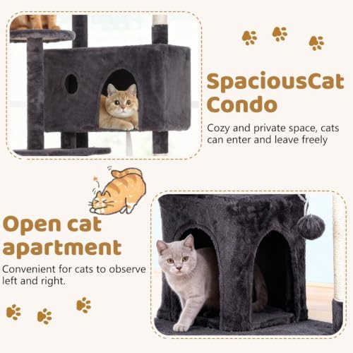 BestOffice 54" Cat Tree with Toy, Multi-Level Cat Tower Indoor Ashy
