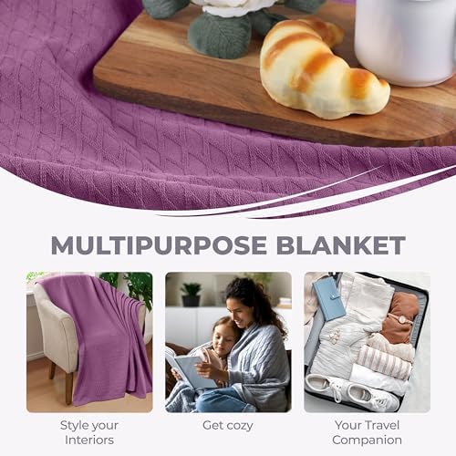 Superior Cotton Blanket, Lightweight, Breathable Bedding, Full/Queen, Purple