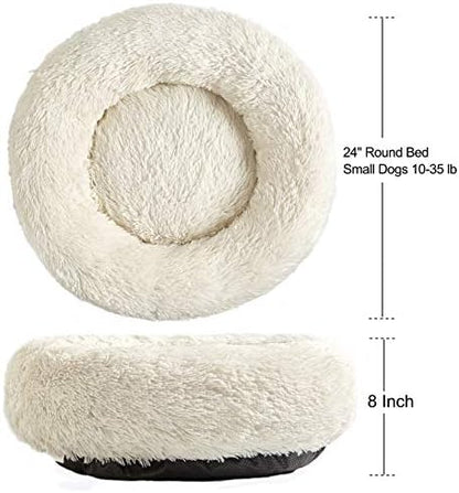 Washable Dog Round Bed - Medium Donut Dog Bed, Comfy Calming Cuddler