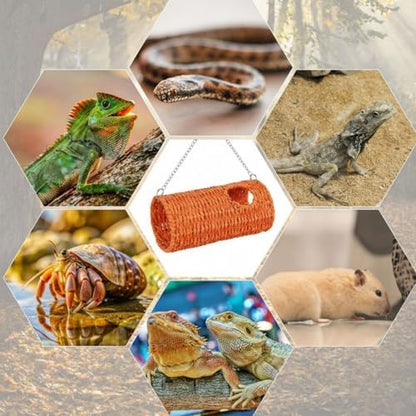 CroBlissful Bearded Dragon Tank Accessories, Long Cylindrical, Orange