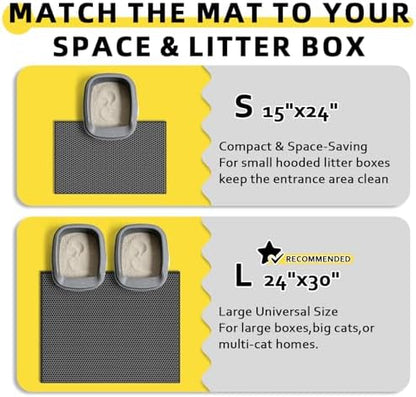 Cat Litter Mat, 15"X24", Waterproof, Easy to Clean (Black-1Pack)