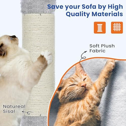 ABCPET 82" Tall Heavy-Duty Multi-Level Large Cat Tree Tower, Light Grey