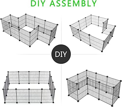 LURIVA Small Animal Playpen, Guinea Pig Cages, Pet Playpen, Rabbit Cage,Small Animal Cage, Puppy Kitten Dog Playpen, Indoor Outdoor Portable Metal Wire Yard Fence,15 X 12 Inch, 24 Panels, Black