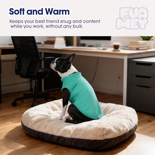 FUAMEY Dog Fleece Vest for Medium Dogs,Warm Stretchy Dog Sweatshirts Pullover with Leash Hole Dogs Sweater Soft Pet Turtleneck Cozy Pet Vest Lightweight Sleeveless Cyan M