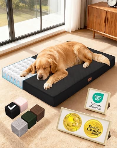 OhGeni Orthopedic Waterproof Large Dog Bed, Memory Foam, 41 inch(Black)