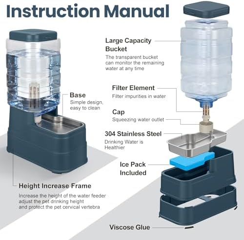 Auto Dog Water Dispenser with Stainless Steel Bowl Feeder for Pets