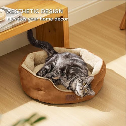 Bedsure Small Dog Bed Washable,Round Cat Beds for Indoor Cats,20in