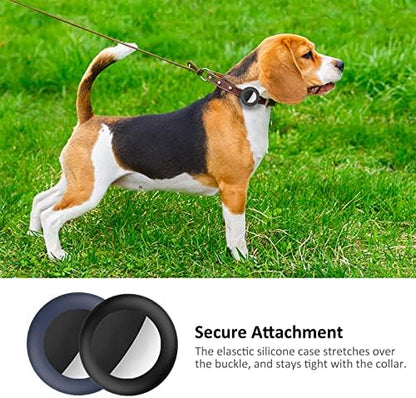 2022 Airtag Cat Collar Holder, Small Air Tag Compatible With Apple Airtag GPS Tracker, 2Pack Waterproof Case Cover for Dog Pet Collar Within 3/8 Inch (Black&Blue)