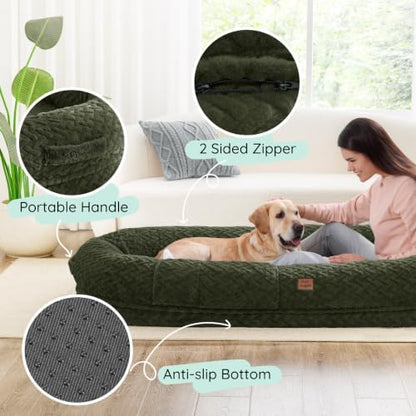 ChiXnuggle Orthopedic Human Dog Bed,with Faux Fur Washable Cover,Blanket