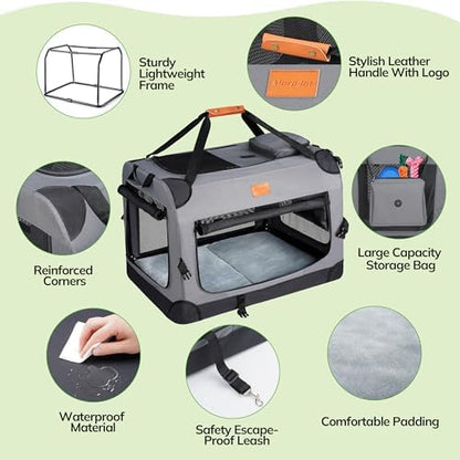 Morpilot 28-inch Portable Collapsible Dog Crate for Dogs up to 40lbs