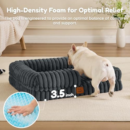 ChiXnuggle Faux Fur Orthopedic Dog Bolster Bed, Waterproof Washable Cover