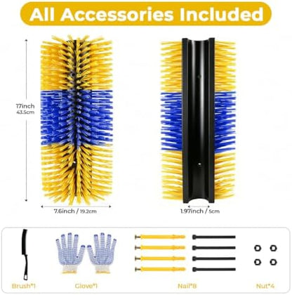 2PCS Horse Scratcher Goat Brush Post, Livestock Scratching Brushes