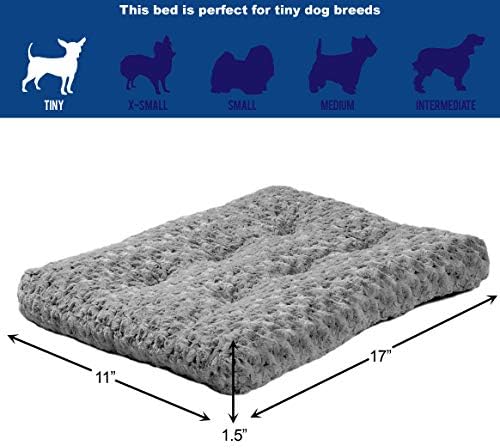 MidWest Homes for Pets XXS QuietTime Deluxe Gray Ombré Swirl Plush Pet Bed, Machine Washable, Non-Skid Bottom, Soft Crate Mat for 18-inch Crates