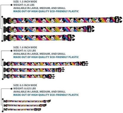 Buckle-Down Plastic Clip Collar - Mickey Mouse Expressions Multi Color White/Black - 1" Wide - Fits 11-17" Neck - Medium