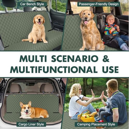 Waterproof Dog Backseat Cover for Cars, Non-Slip Pet Seat Protector, Green