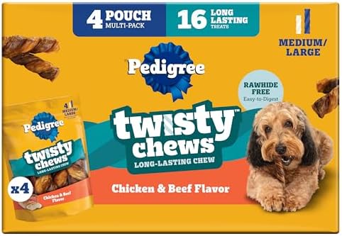 Pedigree Twisty Chews Medium/Large Dog Treats, Chicken & Beef, 16 Count