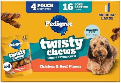 Pedigree Twisty Chews Medium/Large Dog Treats, Chicken & Beef, 16 Count