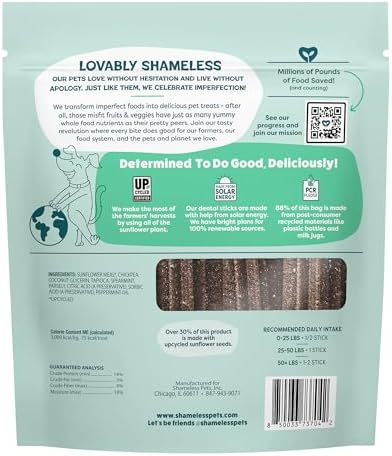 Shameless Pets Triple Mint Dental Chews for Dogs, 32 Chews