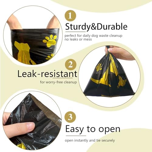 Bone Shaped Dog Waste Bag Dispenser with Leakproof Bags, 2 Holders, 30 Bags, Black