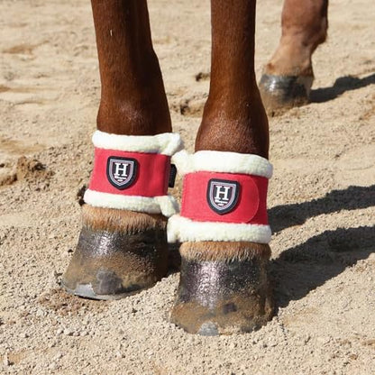 Harrison Howard Essential Premium Horse Pastern Wraps with Berber Fleece Lining Sold in Pairs Red