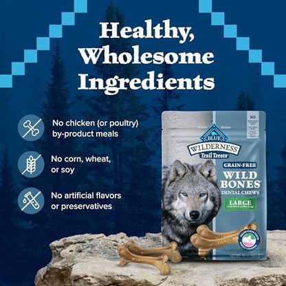 Blue Buffalo Wilderness Large Dog Dental Chews, Grain-Free, 10 oz
