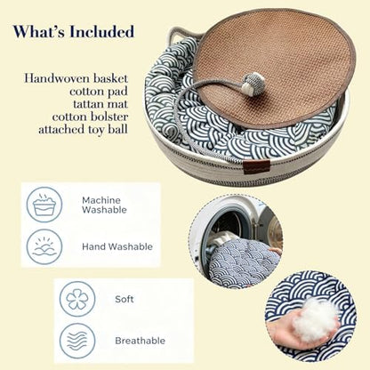 Handwoven Cat Basket Designed to Stimulate Natural Instincts, 15.8 in