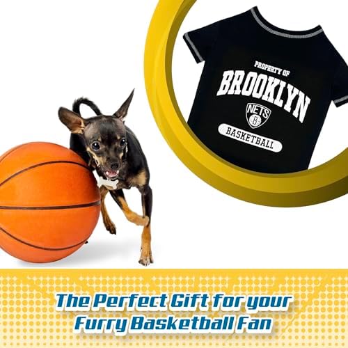 Pets First NBA Licensed Hoodies & T-shirt for Dogs & Cats, Brooklyn NETS, Small