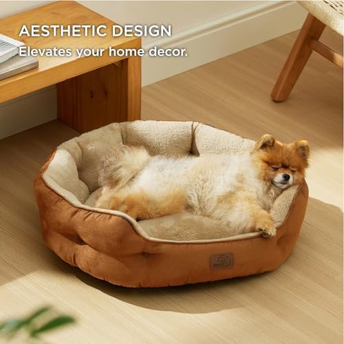 Bedsure Small Dog Bed Washable,Round Cat Beds for Indoor Cats,25in