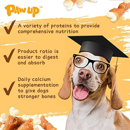 PAWUP Chicken Wrapped Puppy Chew Bones Dog Treats, 12.5 oz