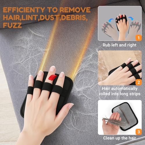 PETPAWLOVELY-1PCS Pet Hair Removal Glove,Electrostatic Pet Hair Remover Glove,Reusable Cat & Dog Hair Remover for Couch,Furniture,Clothing & Bedding,Carpet,Car Seat...Magic Brush Pet Hair