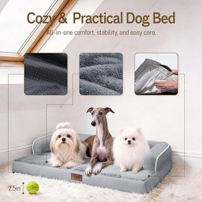 Comfort Expression Washable Dog Bed with Bolster for Medium to Large Dogs
