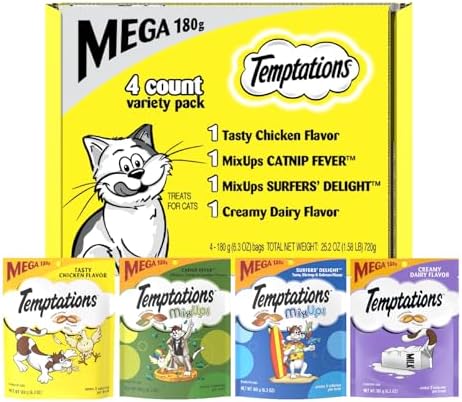 Temptations Classic Mix-ups Crunchy Cat Treats, Variety, 6.3 oz, 4 Pack