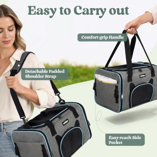 rabbitgoo Cat Carrier Soft with Safety Buckles, Sturdy Comfortable Pet Bag