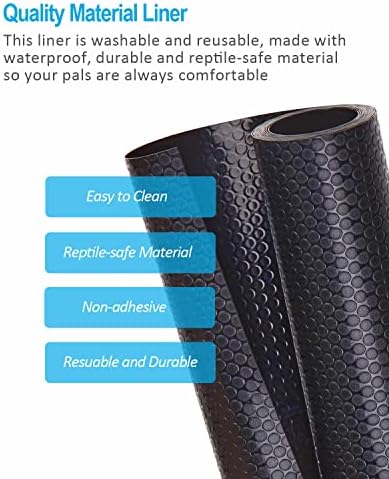 Bearded Dragon Tank Accessories, Reptile Terrarium Liner Substrate for Leopard Gecko, Snake, Lizard and Tortoise, Non-Adhesive Reptile Carpet Bedding for Reptile Tank, Black
