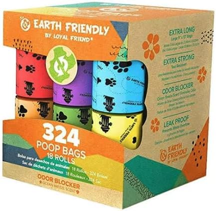 Biodegradable Eco Friendly 15μm thickness Pet Waste lavender scented Poop Bags for Dogs 18 rolls (324 bags)