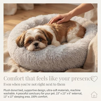 nononfish Comfortable Donut Dog Bed for Small Dogs,Plush Pet Bed