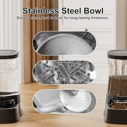 Automatic Dog Water Dispenser & Feeder Food Set, 304 Stainless Steel Bowls