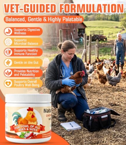 Natural Chicken Dewormer Powder Chili Mix Wormer for Flock Poultry, Natural Poultry Supplement for Chickens, Chicken Wormer Feed Additive with Chili Pepper & Oregano (Red)