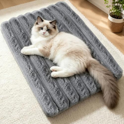 Cat Bed Mat for Indoor Cats, Self Warming Plush Cat Bed, 23.6"x15.7" Grey