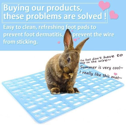 Hamiledyi Rabbit Feet Pad Hole Leak Water Design for Plastic Bunny Cage Mat Foot Resting Pads (1 Pink +1 White +1 Blue)