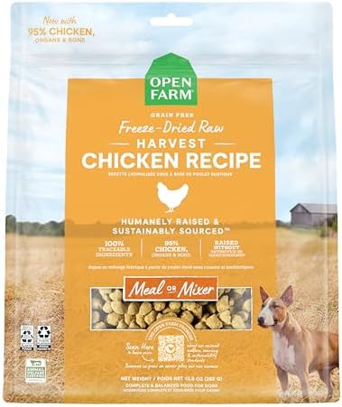 Open Farm Freeze Dried Raw Dog Food, Chicken Bite-Sized Morsels, 13.5oz Bag