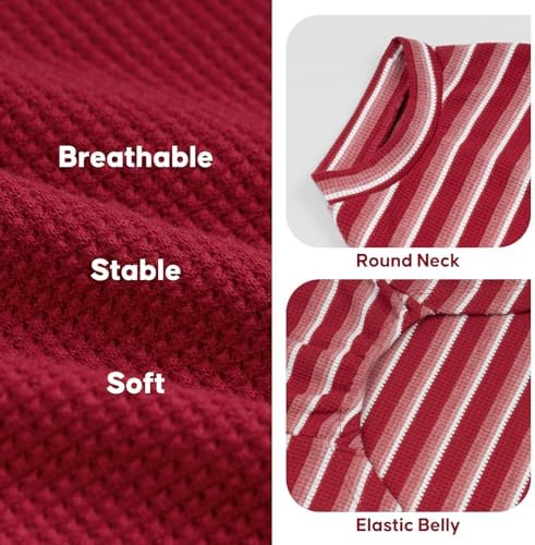KYEESE 2Pack Waffle Dog Shirt for Medium Large Dogs Striped Dog Sweater
