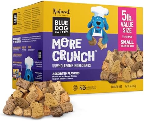 Blue Dog Bakery, More Crunch Assorted Biscuit, Small Dog Treats 5lb Box