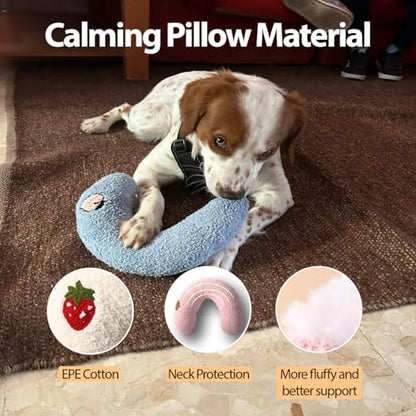 U-Shaped Calming Pillow for Cats and Dogs - Super Soft Plush Fabric, Cozy Headrest, Neck Support for Deep Sleep, Kitten Headrest, Pet Bed (Pink)