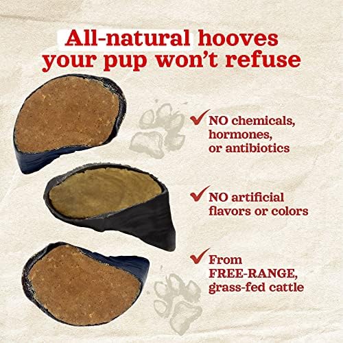 Natural Farm Peanut Butter Flavor Filled Cow Hooves for Dogs (4-Pack), Long-Lasting Natural Beef Bone Treats, Best for Small, Medium & Large Dogs