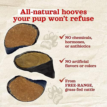 Natural Farm Peanut Butter Flavor Filled Cow Hooves for Dogs (4-Pack), Long-Lasting Natural Beef Bone Treats, Best for Small, Medium & Large Dogs
