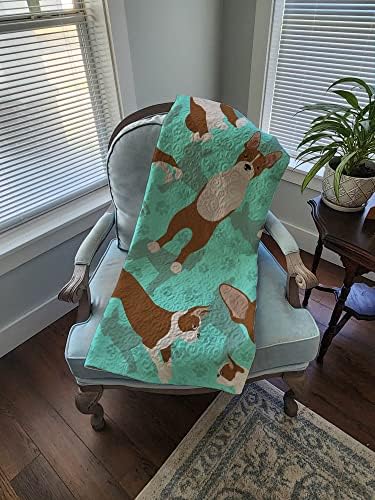 Caroline's Treasures MLM1045LQB Red Boston Terrier Quilted Blanket 50x60 Artwork Pattern Quilted Throw Blanket for Bed, Couch, Sofa, Soft and Lightweight