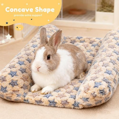 Rabbit Bed with Pillows, Dual-Sided 17"x15" Washable Lounger Pad